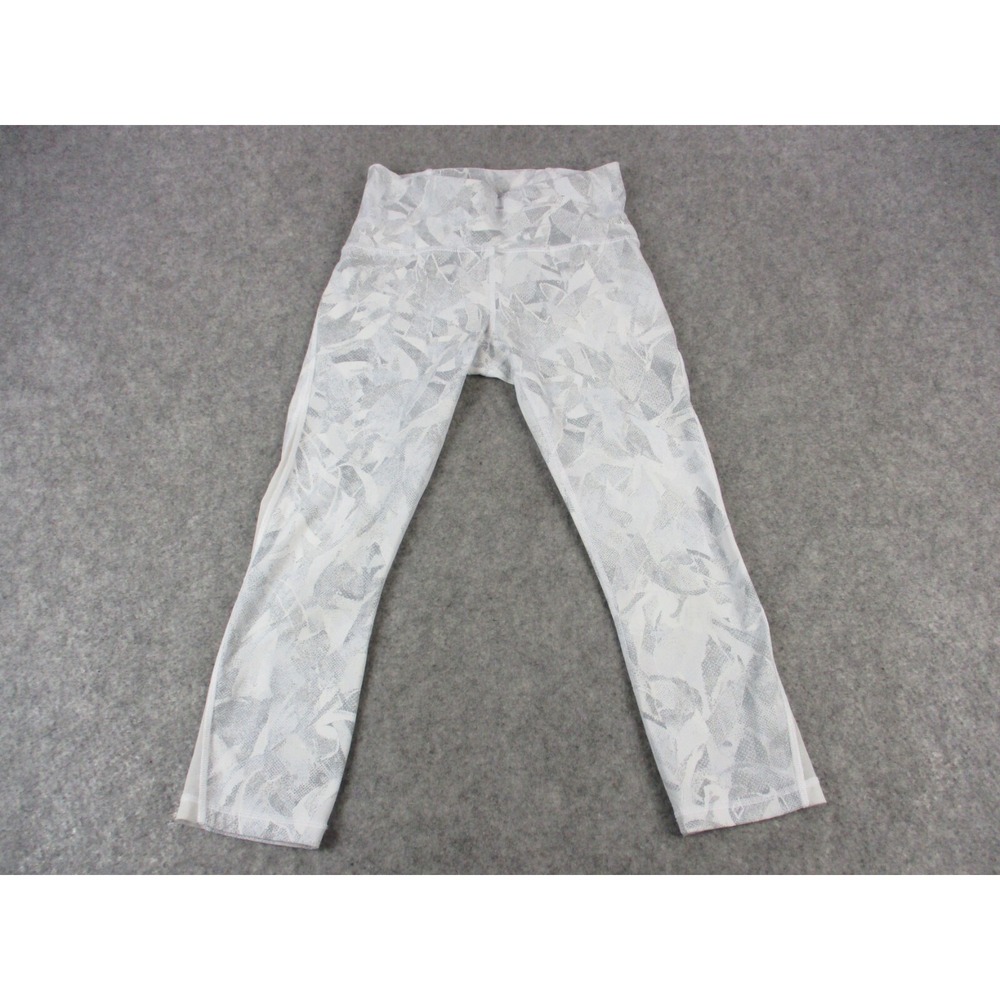 Lululemon Pants Womens 6 White Train Times Crop Leggings Running Yoga 24x21
